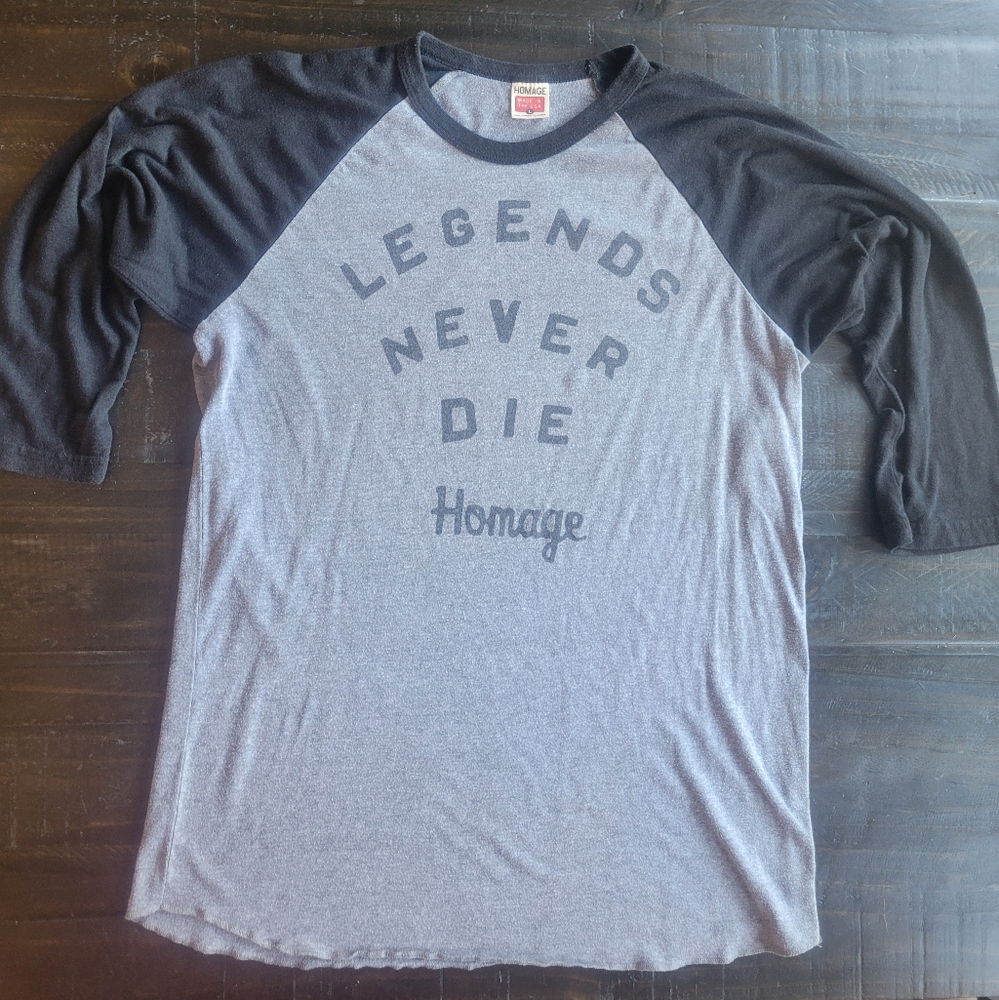 HOMAGE Gray and Black Legends Raglan Tee